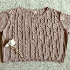 Lottie Moss pink cropped boxy 1/2 sleeve sweater in L